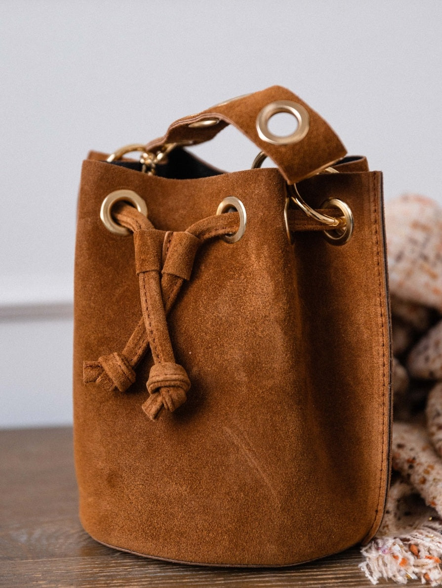 BOHO-CHIC SUEDE DRAWSTRING HOBO BAG